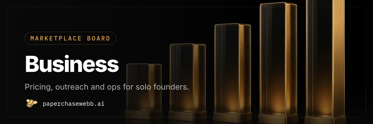 Business board: Pricing, outreach and ops for solo founders.