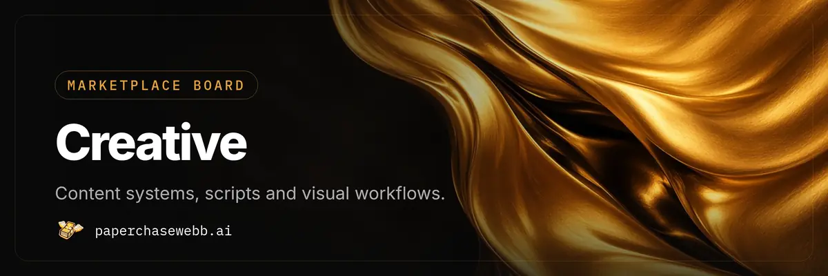 Creative board: Content systems, scripts and visual workflows.