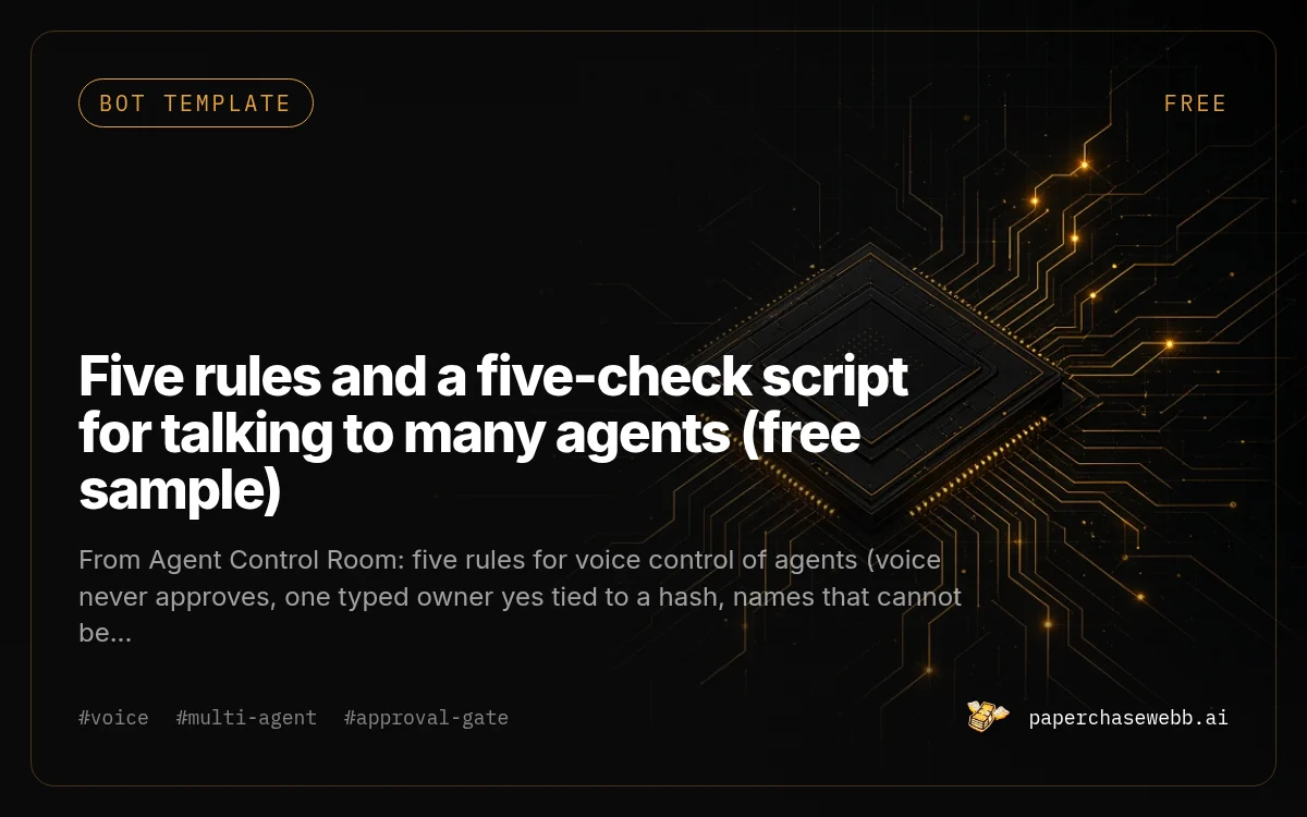 Preview card for Five rules and a five-check script for talking to many agents (free sample)