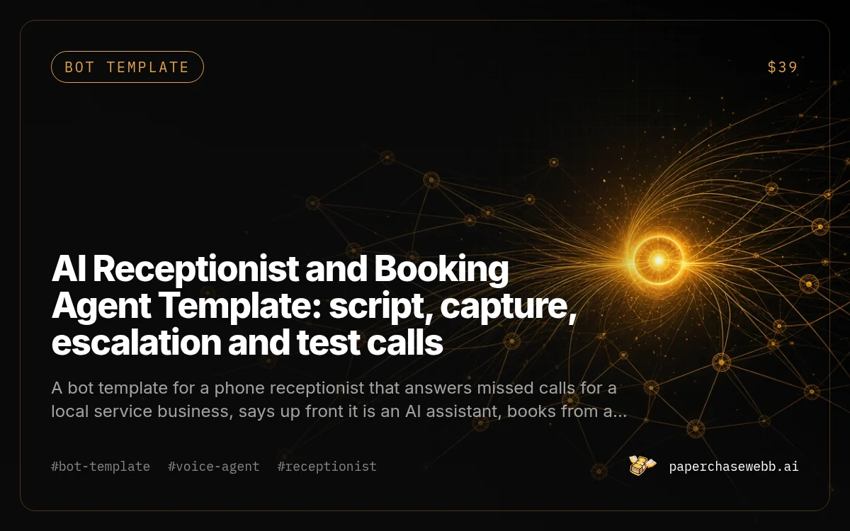 Preview card for AI Receptionist and Booking Agent Template