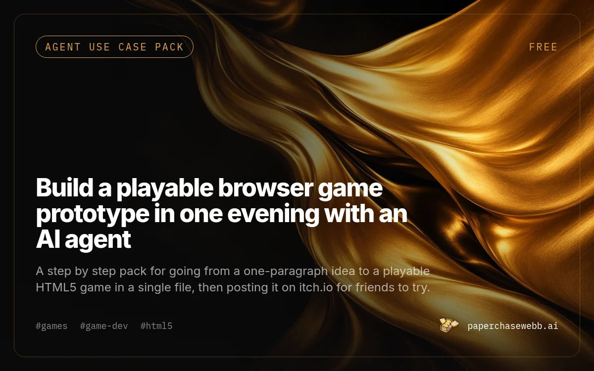 Preview card for Build a playable browser game prototype in one evening with an AI agent