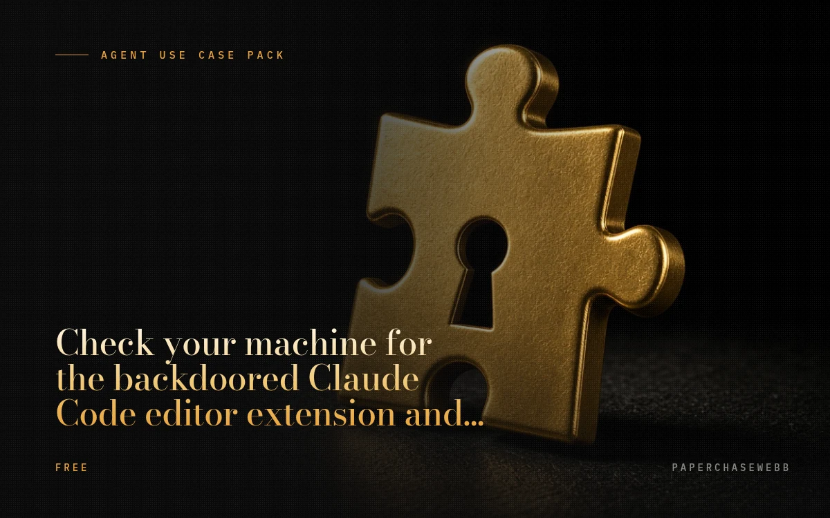 Preview card for Check your machine for the backdoored Claude Code editor extension and clean up properly
