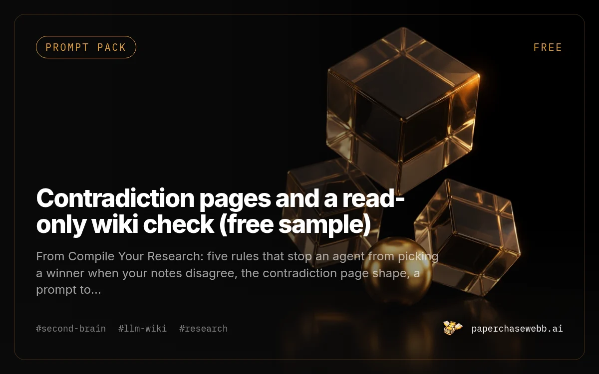 Preview card for Contradiction pages and a read-only wiki check (free sample)