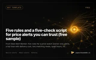 Preview card for Five rules and a five-check script for price alerts you can trust (free sample)