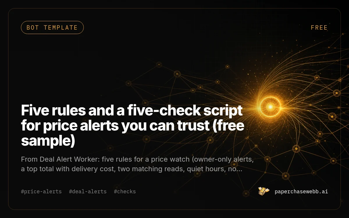 Preview card for Five rules and a five-check script for price alerts you can trust (free sample)