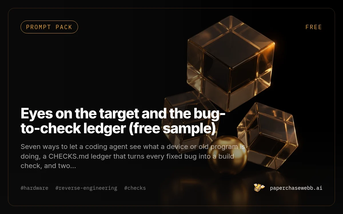 Preview card for Eyes on the target and the bug-to-check ledger (free sample)
