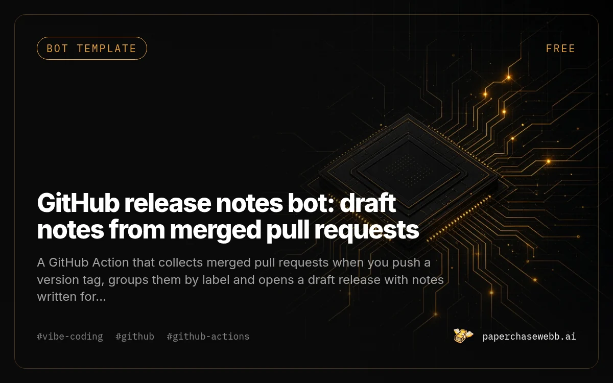 Preview card for GitHub release notes bot
