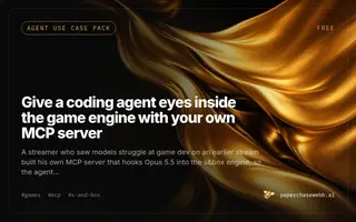 Preview card for Give a coding agent eyes inside the game engine with your own MCP server