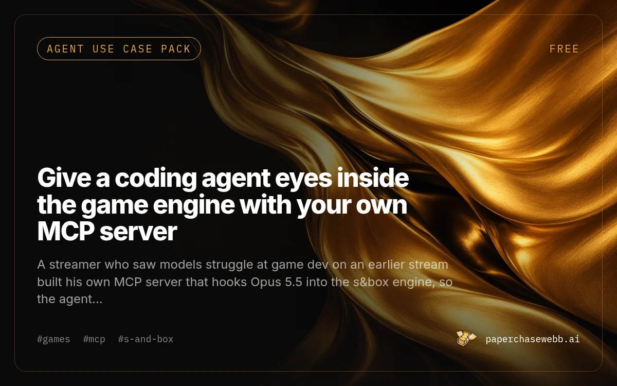 Preview card for Give a coding agent eyes inside the game engine with your own MCP server