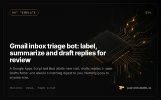 Preview card for Gmail inbox triage bot