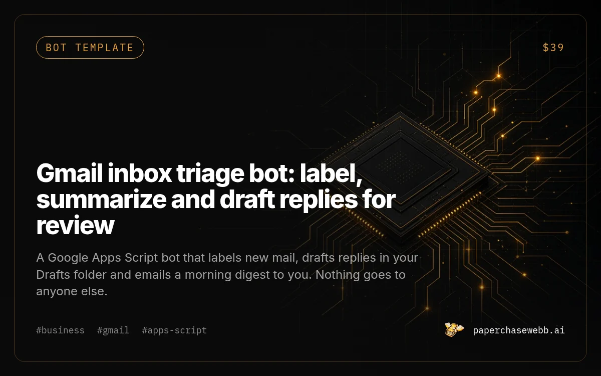 Preview card for Gmail inbox triage bot