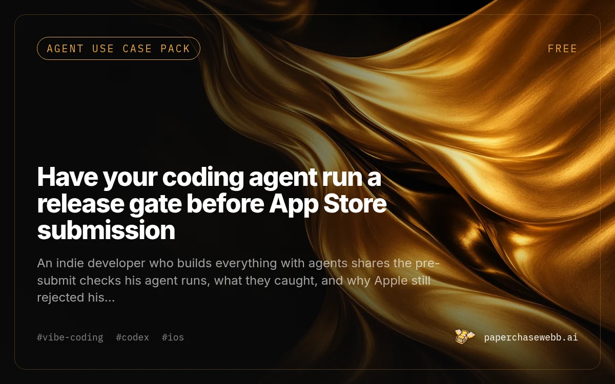 Preview card for Have your coding agent run a release gate before App Store submission
