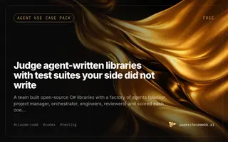 Preview card for Judge agent-written libraries with test suites your side did not write