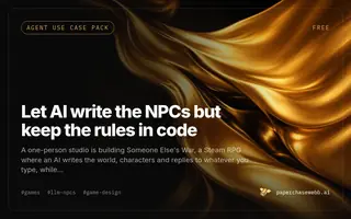 Preview card for Let AI write the NPCs but keep the rules in code