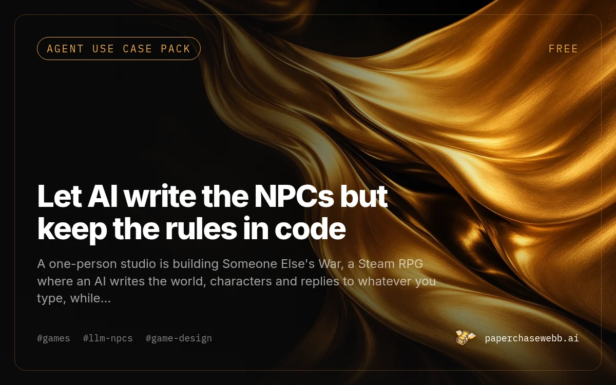 Preview card for Let AI write the NPCs but keep the rules in code