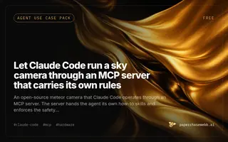 Preview card for Let Claude Code run a sky camera through an MCP server that carries its own rules