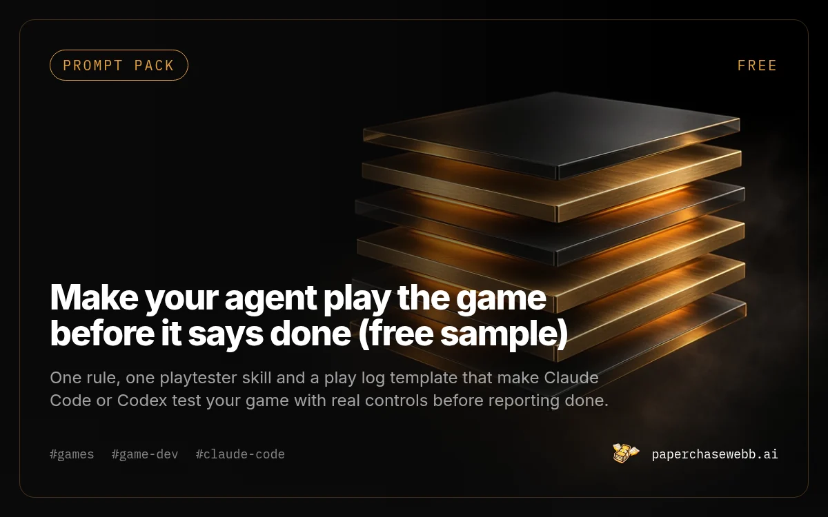 Preview card for Make your agent play the game before it says done (free sample)