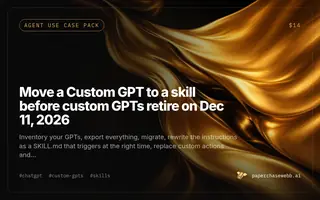 Preview card for Move a Custom GPT to a skill before custom GPTs retire on Dec 11, 2026