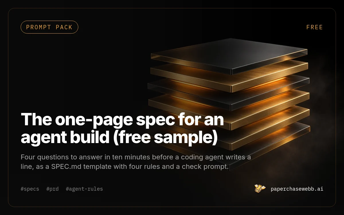 Preview card for The one-page spec for an agent build (free sample)