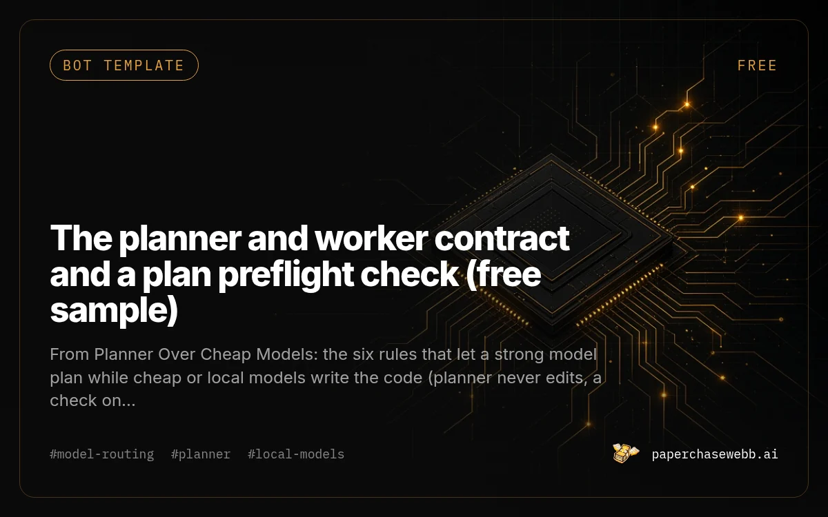 Preview card for The planner and worker contract and a plan preflight check (free sample)