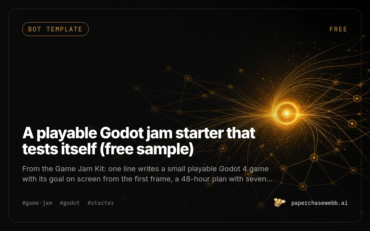 Preview card for A playable Godot jam starter that tests itself (free sample)