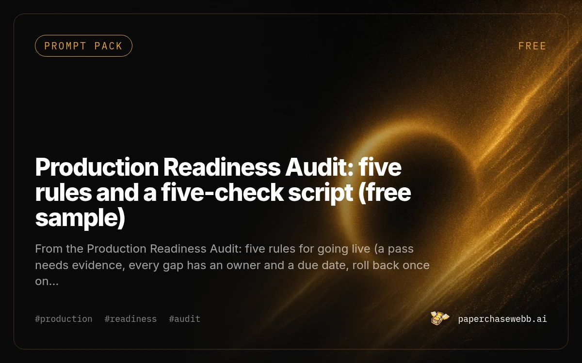 Preview card for Production Readiness Audit