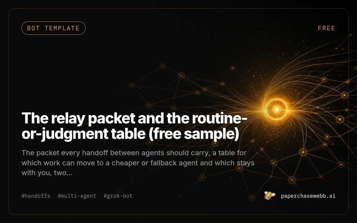 Preview card for The relay packet and the routine-or-judgment table (free sample)