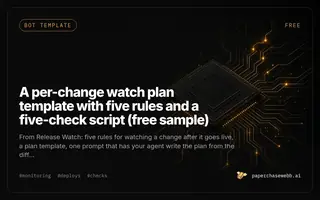 Preview card for A per-change watch plan template with five rules and a five-check script (free sample)