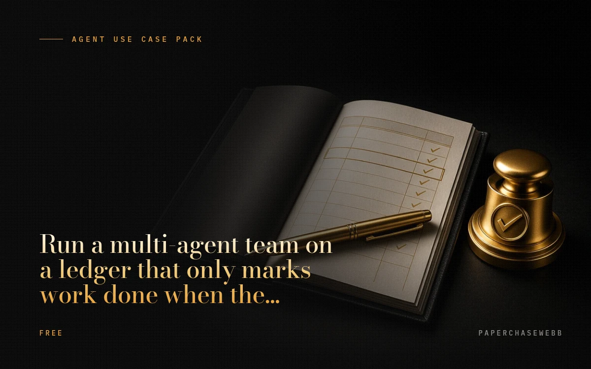Preview card for Run a multi-agent team on a ledger that only marks work done when the receiver confirms