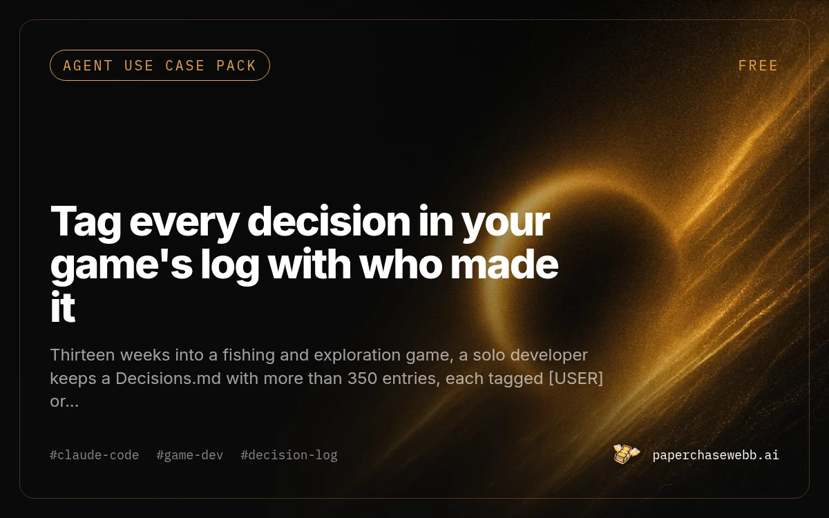 Preview card for Tag every decision in your game's log with who made it