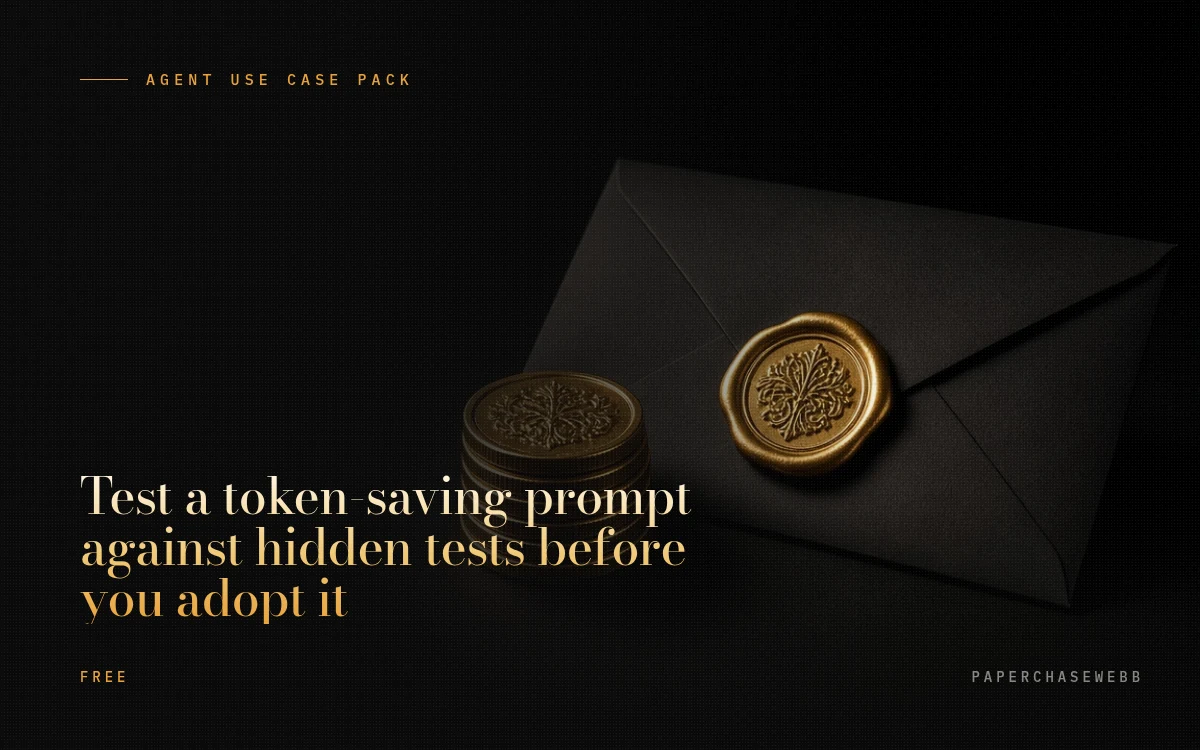 Preview card for Test a token-saving prompt against hidden tests before you adopt it