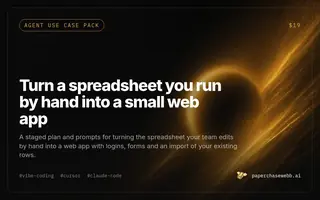 Preview card for Turn a spreadsheet you run by hand into a small web app