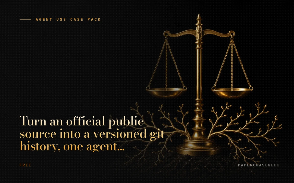 Preview card for Turn an official public source into a versioned git history, one agent session per source