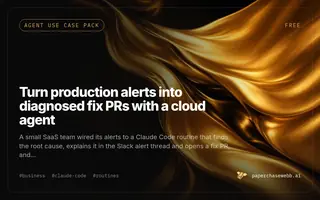 Preview card for Turn production alerts into diagnosed fix PRs with a cloud agent