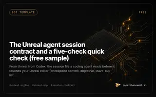 Preview card for The Unreal agent session contract and a five-check quick check (free sample)