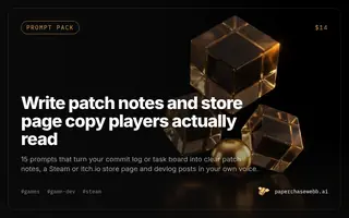 Preview card for Write patch notes and store page copy players actually read